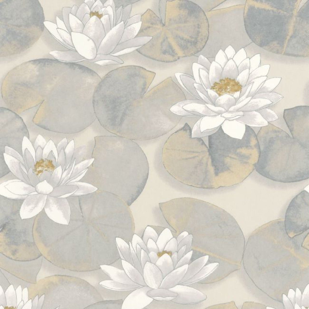 Nymphea Gardens Wallpaper - Beige Lin - Casadeco - 87631068 - Premier Wallcovering
