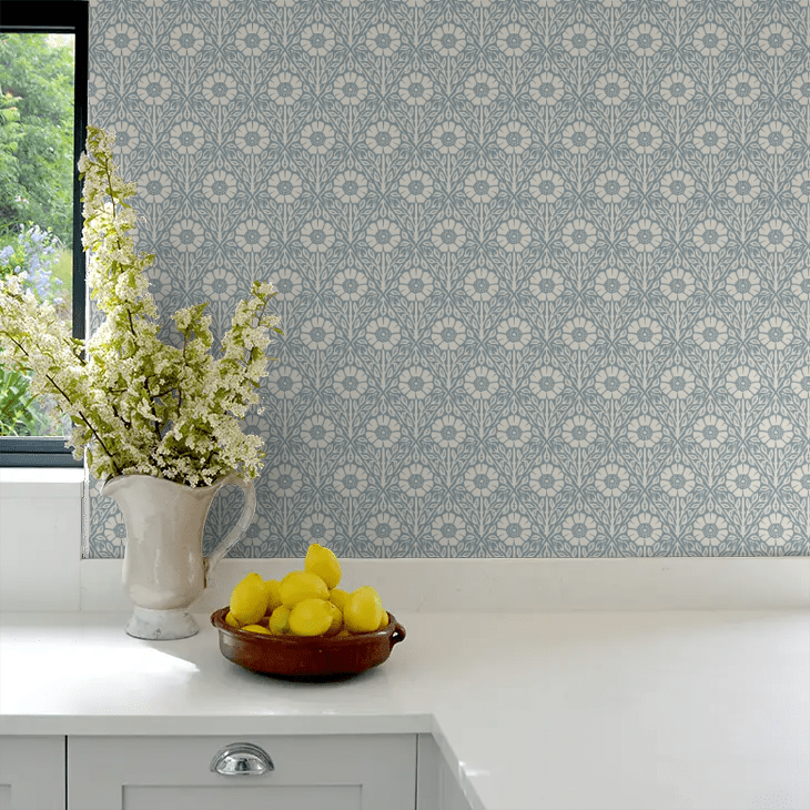 Nyponros Wallpaper - Blue - Boråstapeter - 5813 - Premier Wallcovering