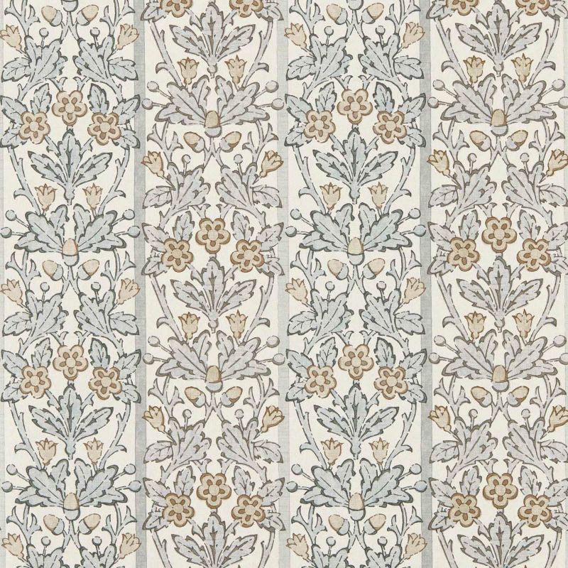 Oak & Blossom Wallpaper - Mineral Blue/Linen - Morris & Co - 217591 - Premier Wallcovering