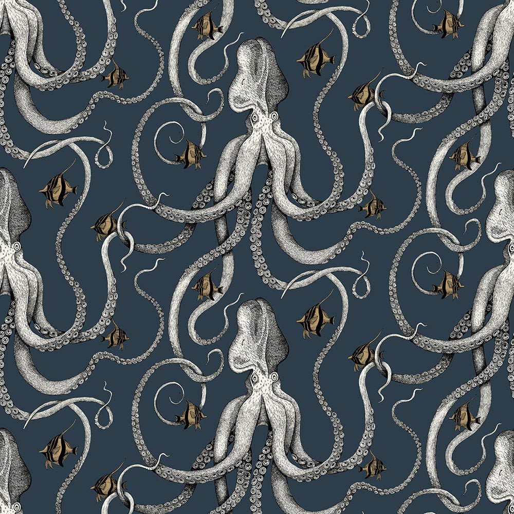 Octopoda Wallpaper - Deep Sea Blue - Josephine Munsey - JMW-100201 - Premier Wallcovering