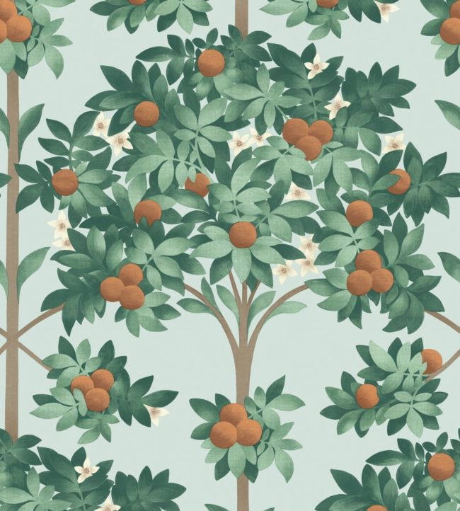 Orange Blossom Wallpaper - Burnt Orange & Mint on Seafoam - 117/1004 - Cole & Son - Premier Wallcovering
