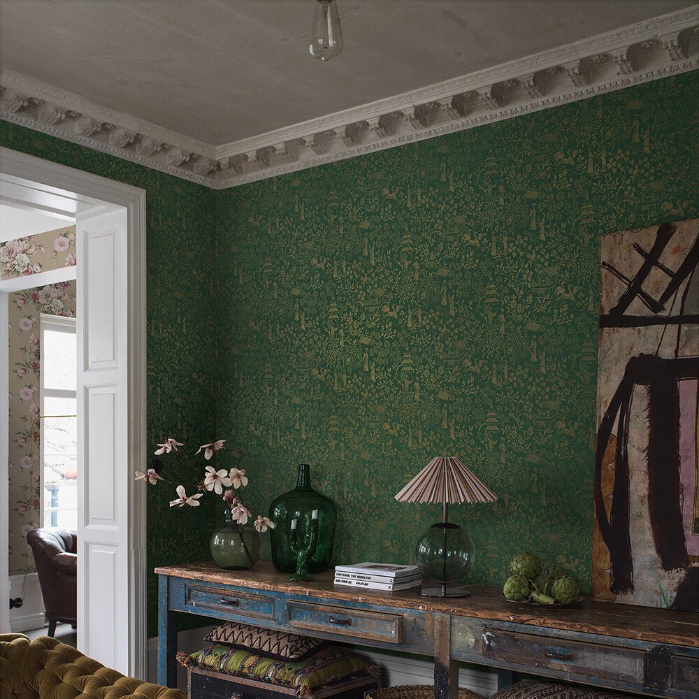 Oriental Garden Wallpaper - Emerald - Boråstapeter - 4271 - Premier Wallcovering