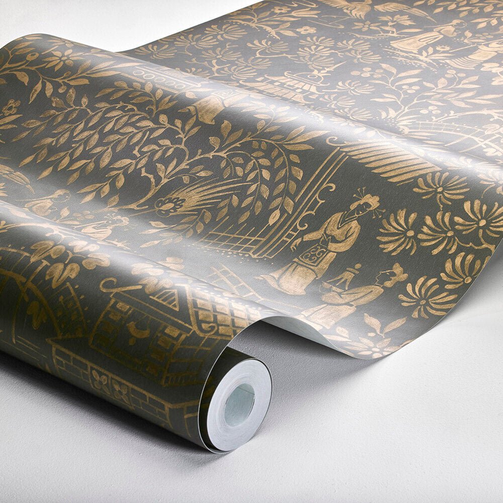 Oriental Garden Wallpaper - Charcoal - Boråstapeter - 4272 - Premier Wallcovering