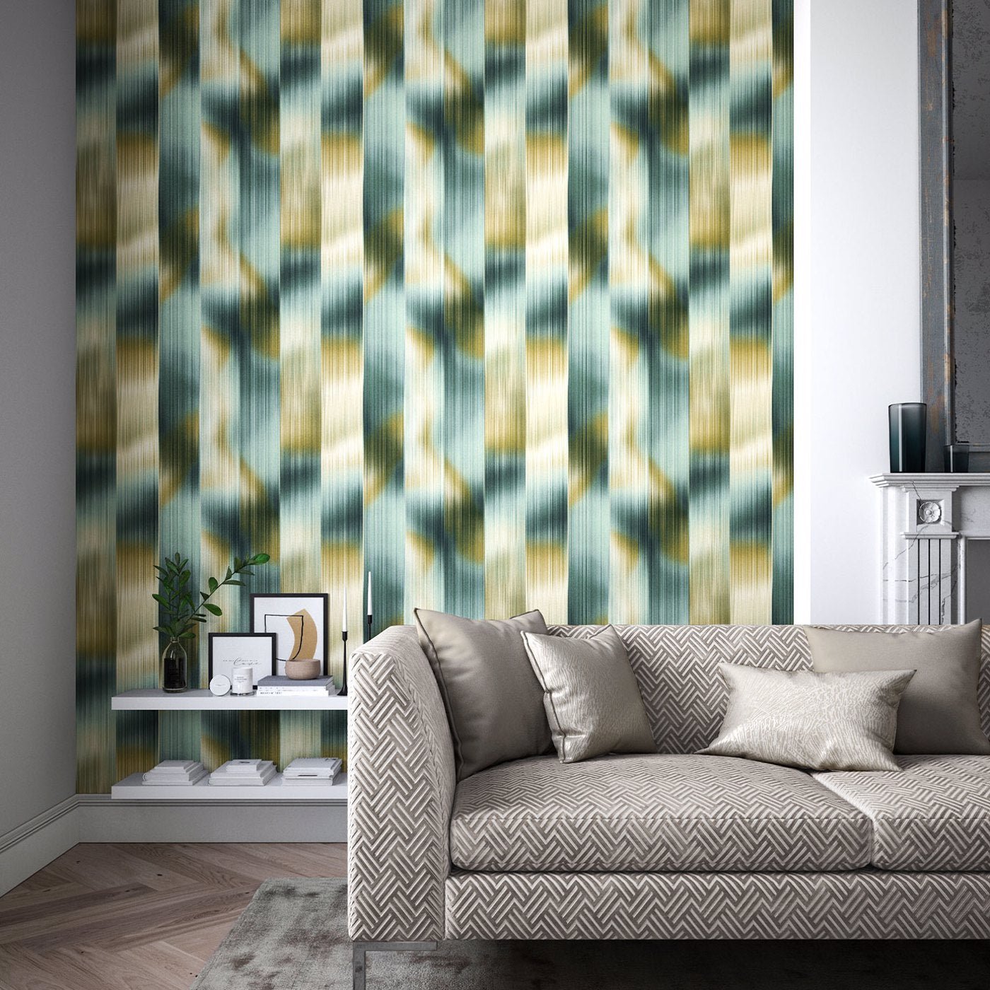 Oscillation Wallpaper - Adriatic/Sand - Harlequin - HM7W112752 - Premier Wallcovering