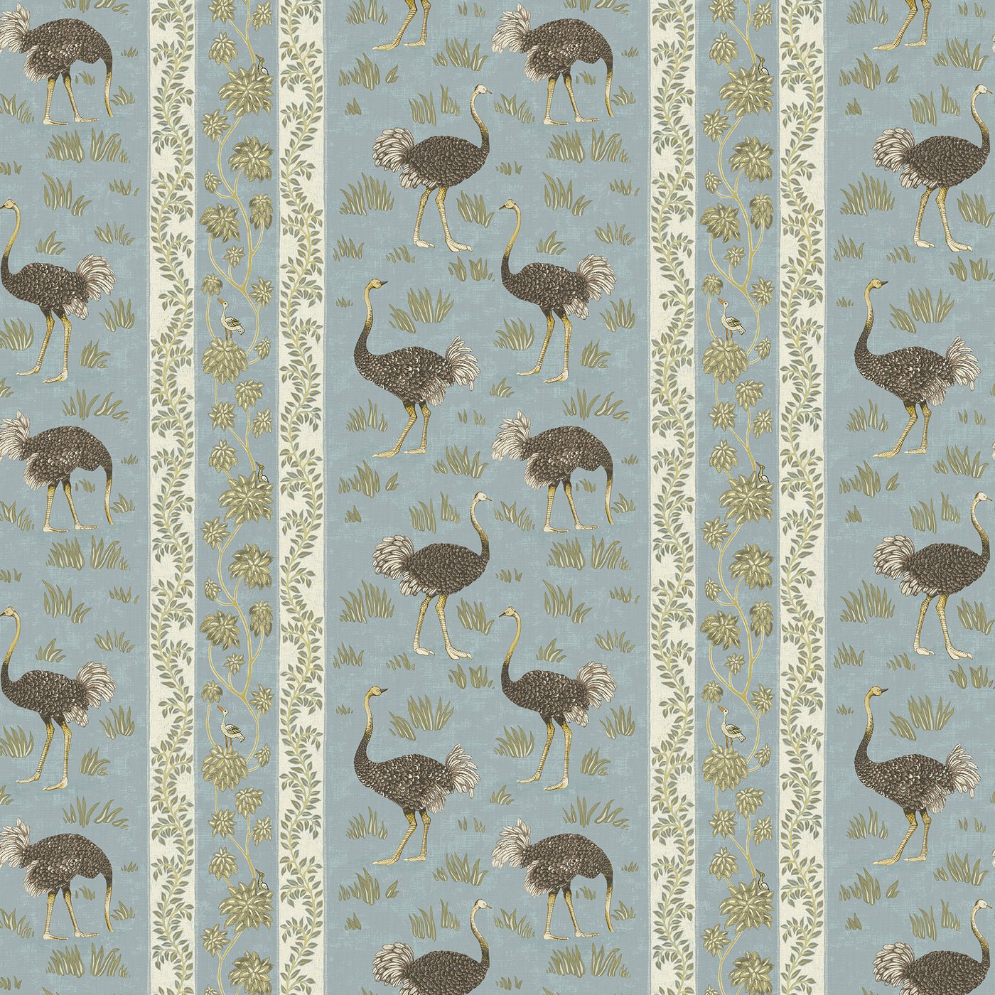 Ostrich Stripe Wallpaper - Mid Blue and White - Josephine Munsey - JMW-103201 - Premier Wallcovering