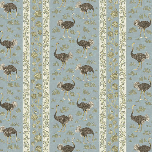 Ostrich Stripe Wallpaper - Mid Blue and White - Josephine Munsey - JMW-103201 - Premier Wallcovering
