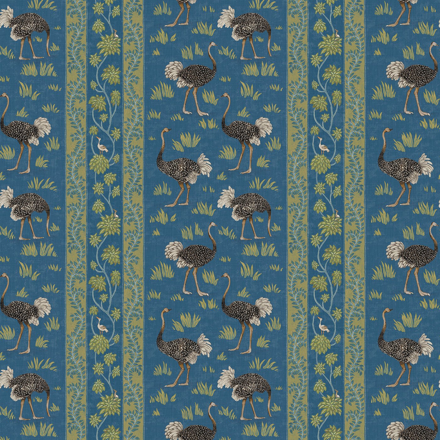 Ostrich Stripe Wallpaper - Bright Blue - Josephine Munsey - JMW-103221 - Premier Wallcovering