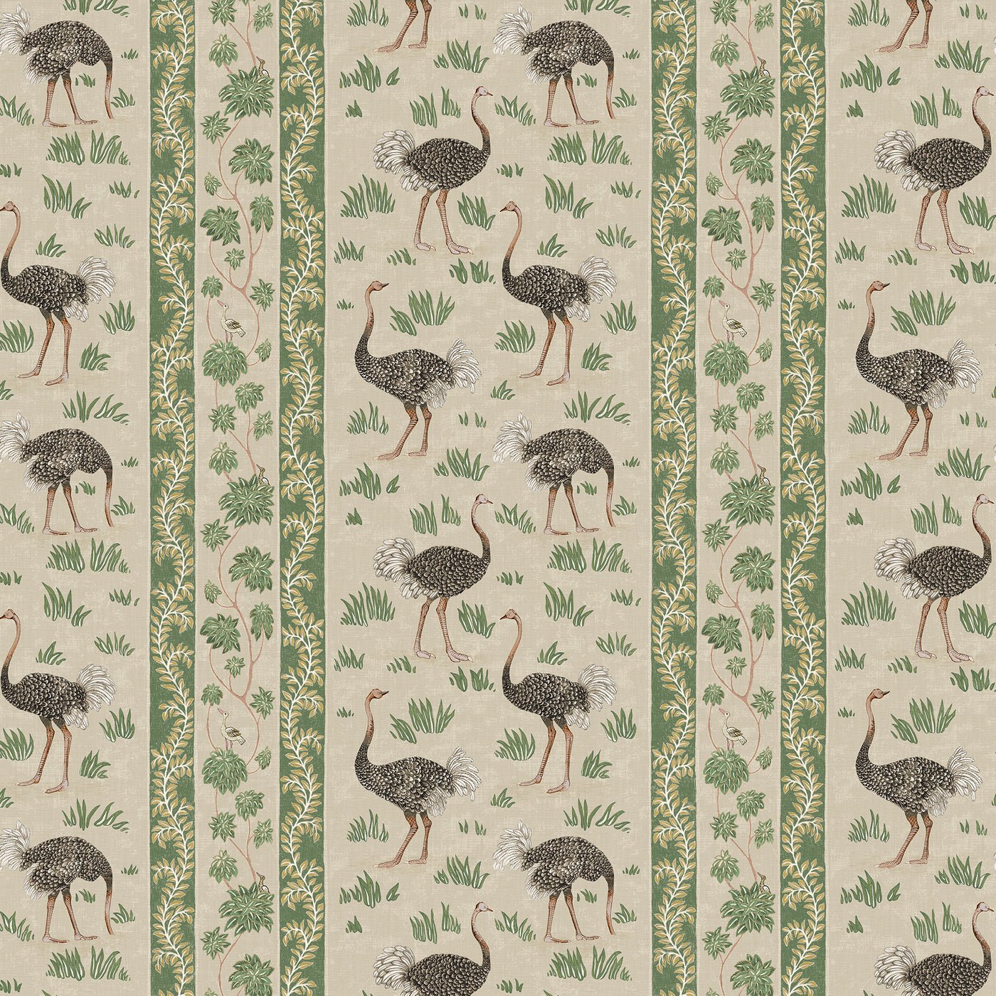 Ostrich Stripe Wallpaper - Khaki and Green - Josephine Munsey - JMW-103211 - Premier Wallcovering