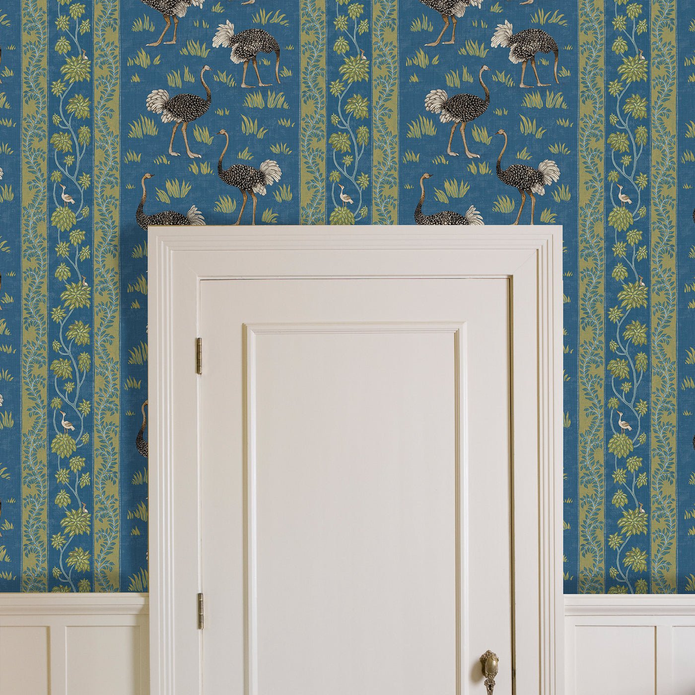 Ostrich Stripe Wallpaper - Bright Blue - Josephine Munsey - JMW-103221 - Premier Wallcovering