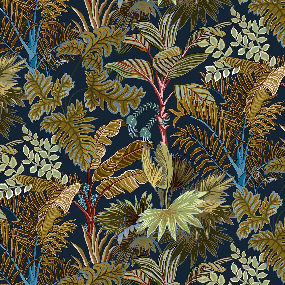 Palm Grove Wallpaper - Navy and Olive - Josephine Munsey - JMW-101331 - Premier Wallcovering