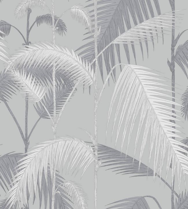 Palm Jungle Wallpaper - Heath Grey on Metallic Silver - 95/1007 - Cole & Son - Premier Wallcovering