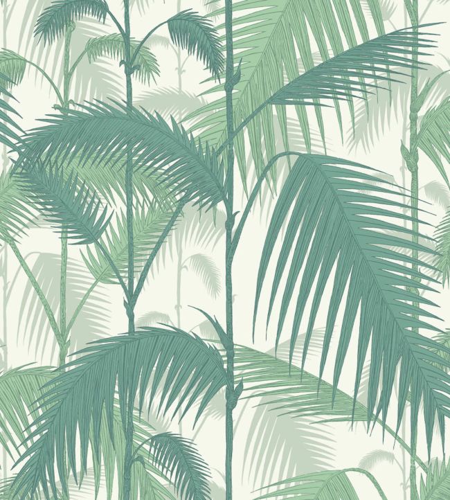 Palm Jungle Wallpaper - Teal & Viridian on Chalk - 95/1002 - Cole & Son - Premier Wallcovering