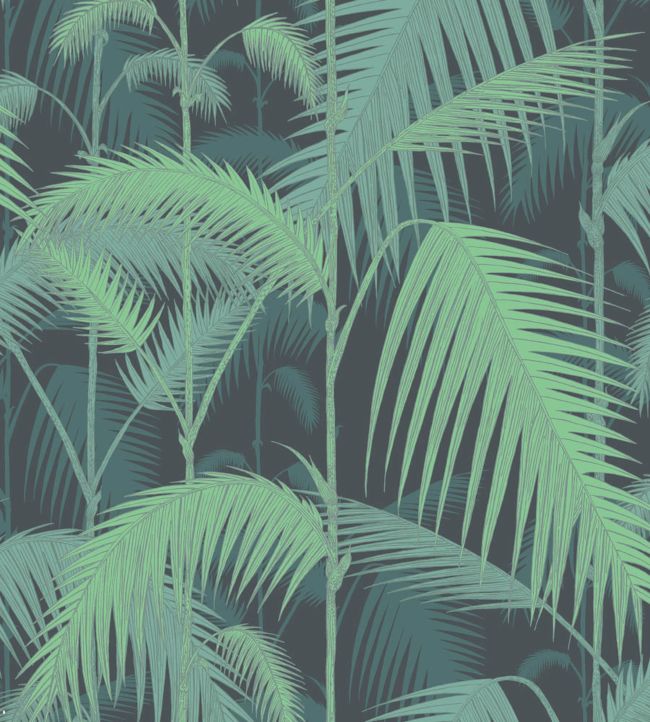 Palm Jungle Wallpaper - Viridian on Charcoal - 95/1003 - Cole & Son - Premier Wallcovering