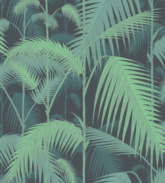 Palm Jungle Wallpaper - Viridian on Charcoal - 95/1003 - Cole & Son - Premier Wallcovering