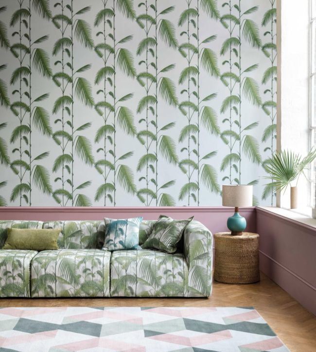 Palm Leaves Wallpaper - Leaf Green on Sea Foam - 66/2010 - Cole & Son - Premier Wallcovering