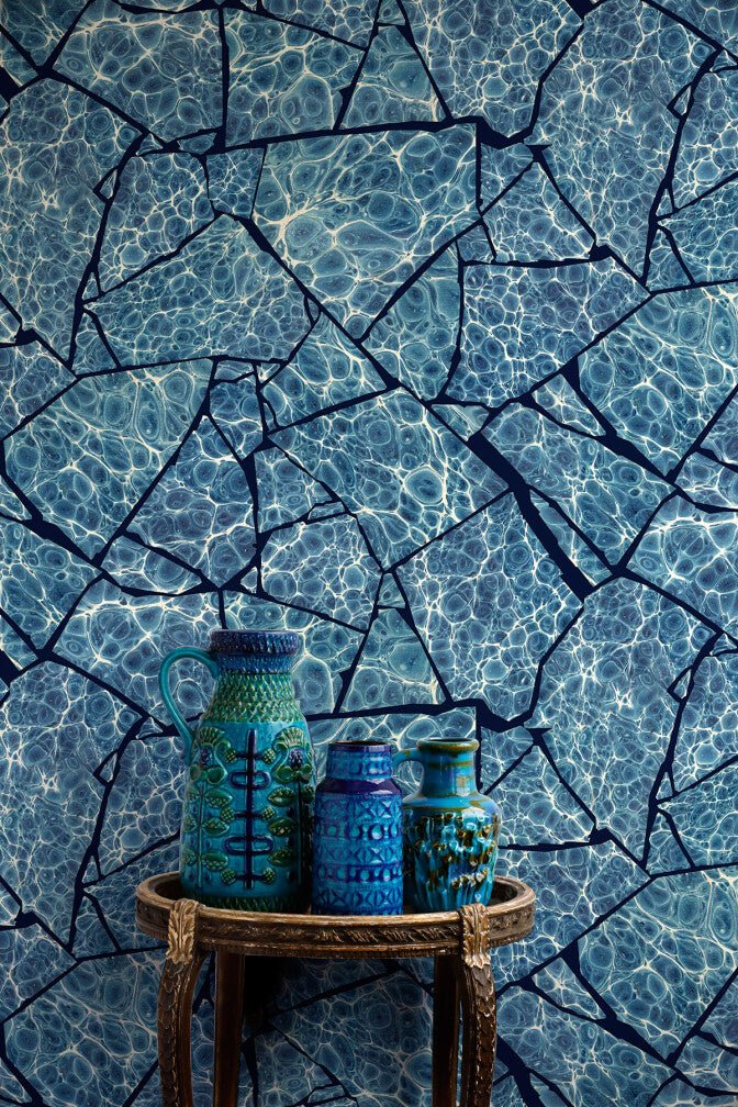 Palm Springs Foil Wallpaper - Original - Timorous Beasties - FOIL/CRKM/BLU/01 - Premier Wallcovering