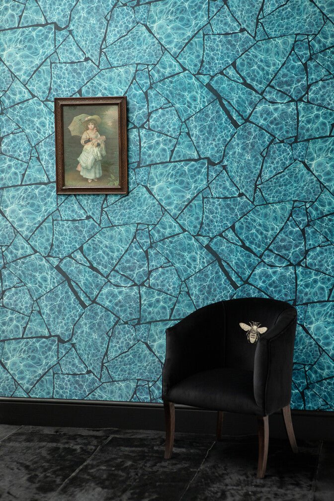 Palm Springs Foil Wallpaper - Original - Timorous Beasties - FOIL/CRKM/BLU/01 - Premier Wallcovering