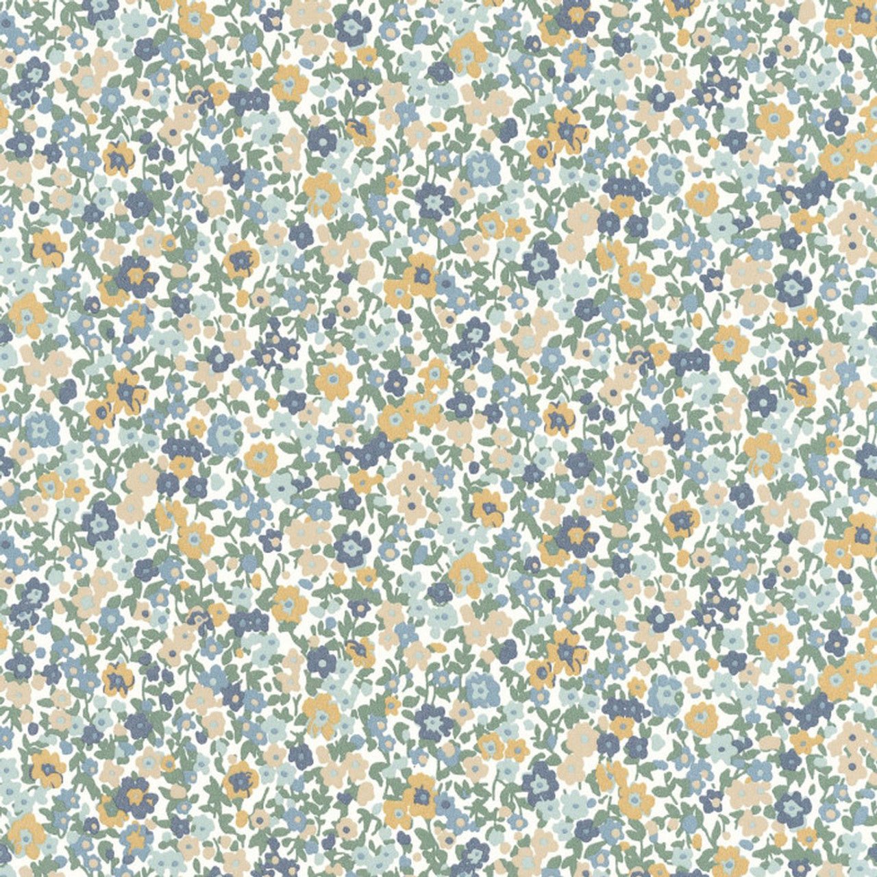 Pansy Flower Market Wallpaper - Bleu / Jaune - Casadeco - 89216329 - Premier Wallcovering