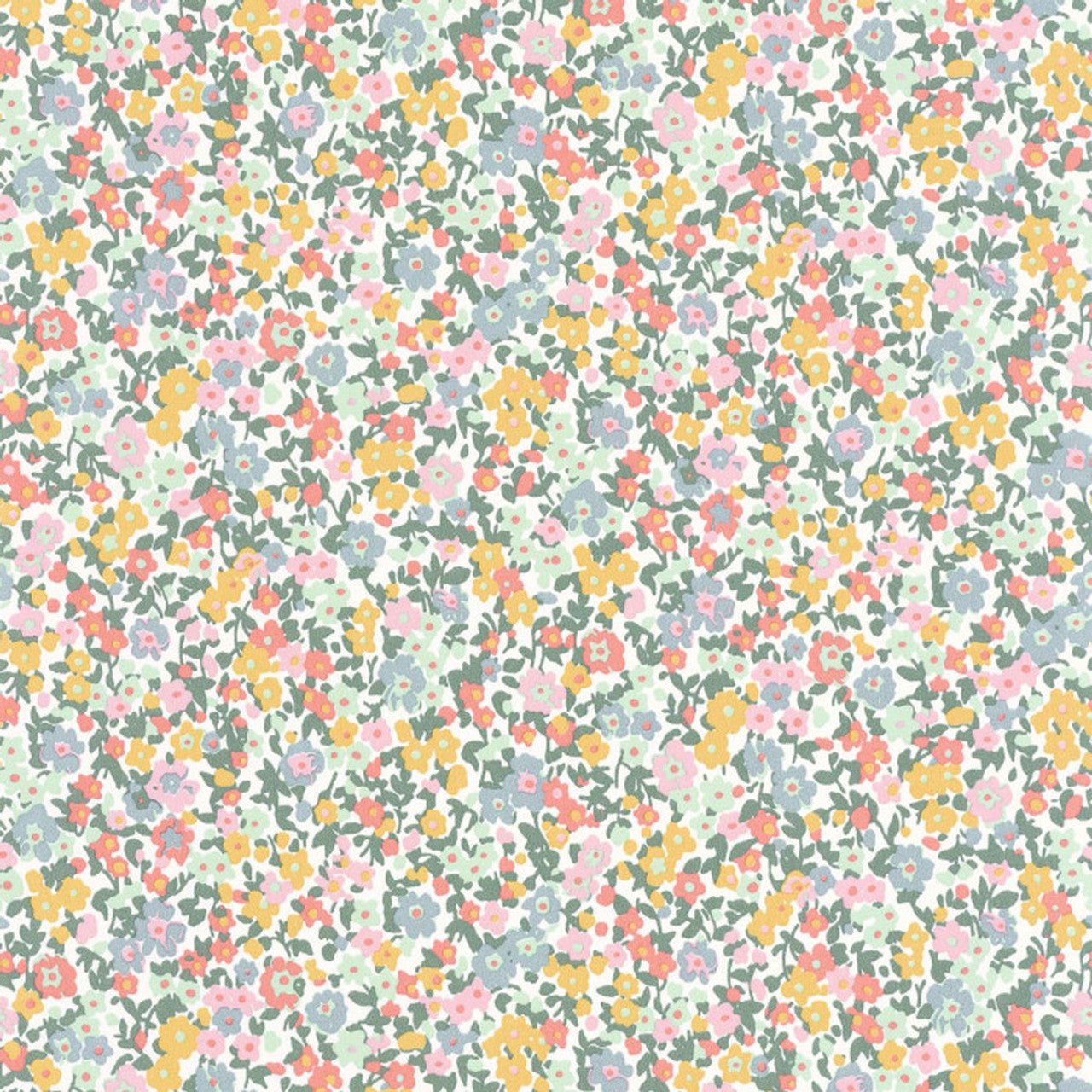 Pansy Flower Market Wallpaper - Bleu / Rose - Casadeco - 89216212 - Premier Wallcovering