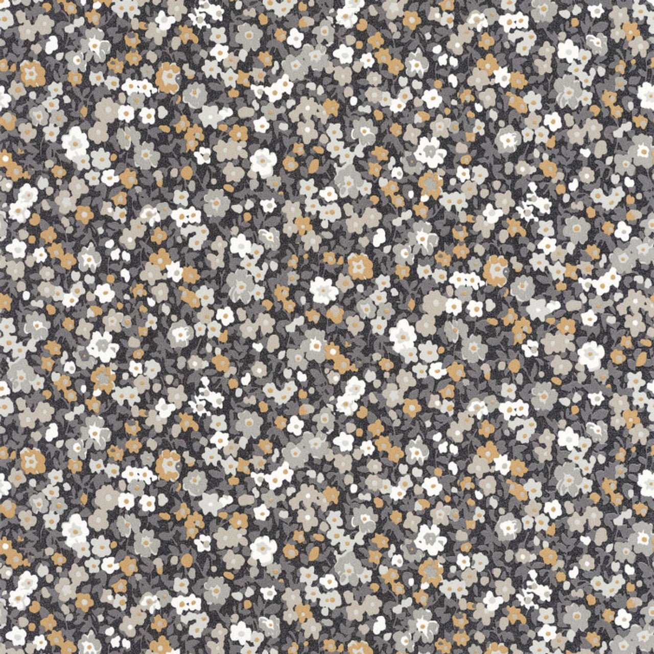 Pansy Flower Market Wallpaper - Noir / Camel - Casadeco - 89219509 - Premier Wallcovering