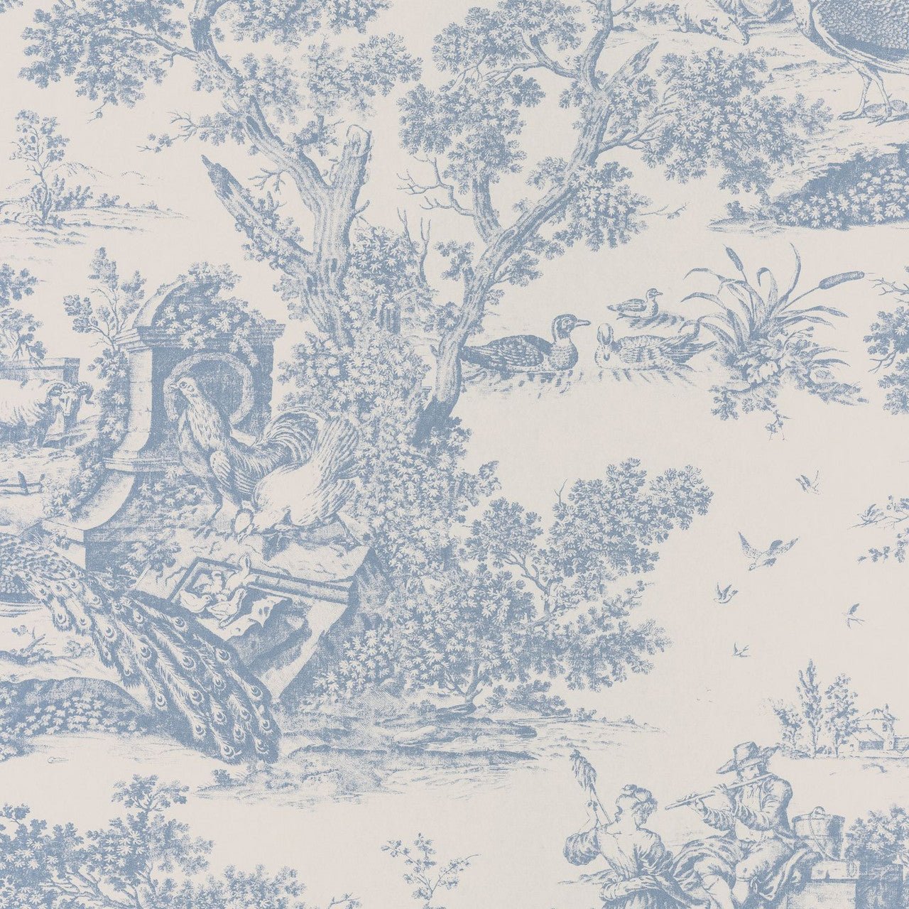 Paon Fontainebleau Wallpaper - Blue - Casadeco - 81556204 - Premier Wallcovering