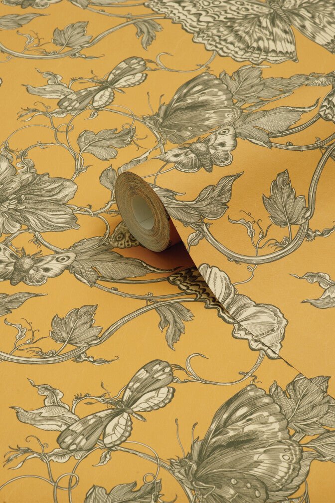 Papillon Wallpaper - Ochre - Timorous Beasties - BTN/PAP/TXMT/03 - Premier Wallcovering