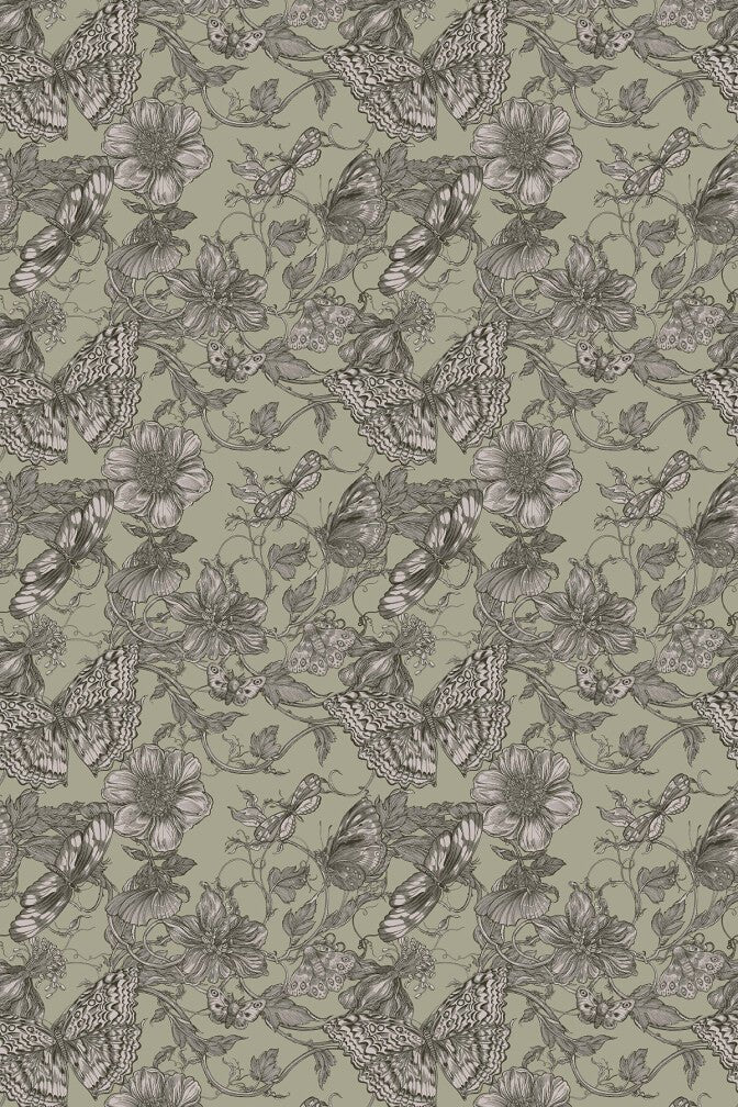 Papillon Wallpaper - Pistachio - Timorous Beasties - BTN/PAP/TXMT/05 - Premier Wallcovering