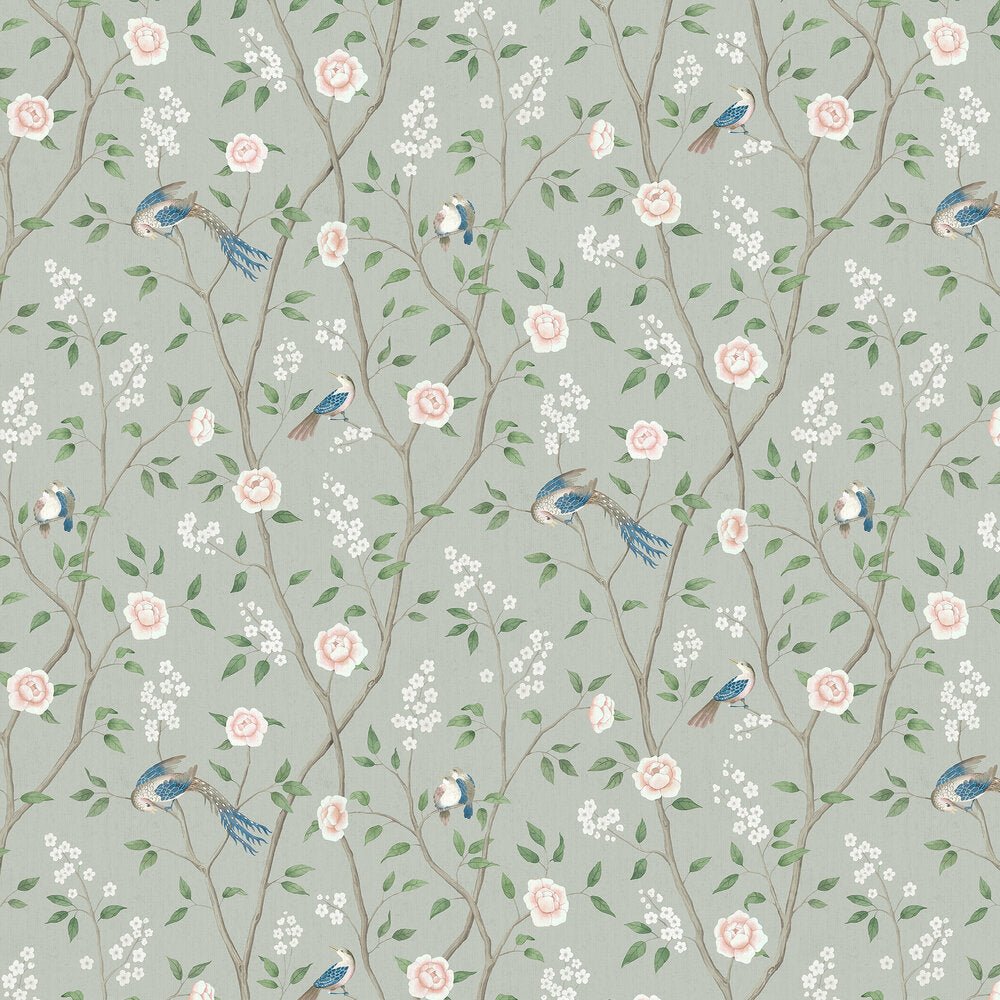 Paradise Birds Wallpaper - Sage - Boråstapeter - 1903 - Premier Wallcovering