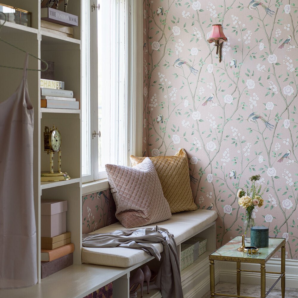 Paradise Birds Wallpaper - Pink - Boråstapeter - 1901 - Premier Wallcovering