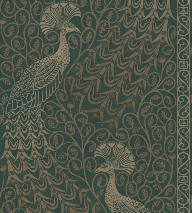 Pavo Parade Wallpaper - Metallic Gilver on Racing Car Green - 116/8031 - Cole & Son - Premier Wallcovering