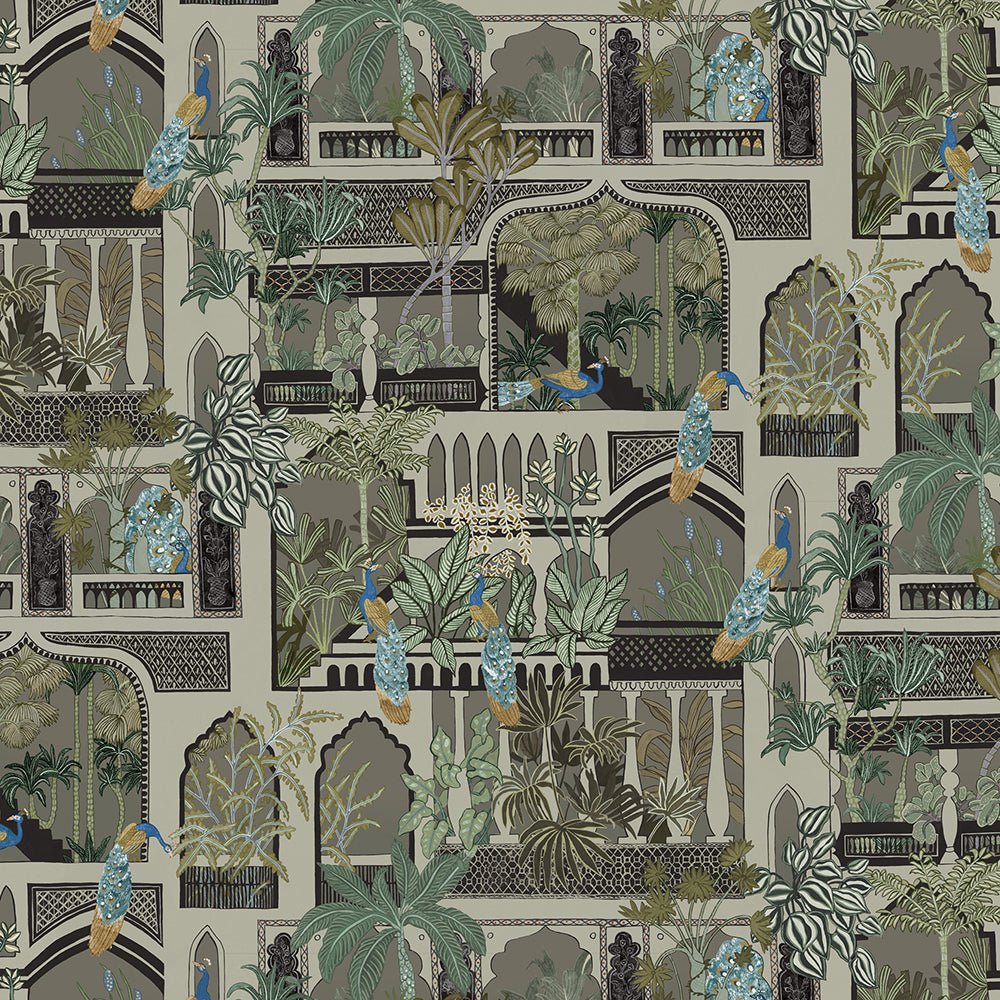 Peacock Arches Wallpaper - Mushroom Grey - Josephine Munsey - JMW-101111 - Premier Wallcovering