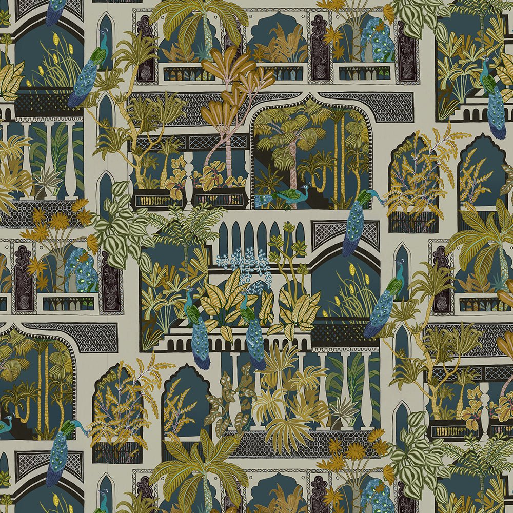 Peacock Arches Wallpaper - Dark Teal - Josephine Munsey - JMW-101121 - Premier Wallcovering