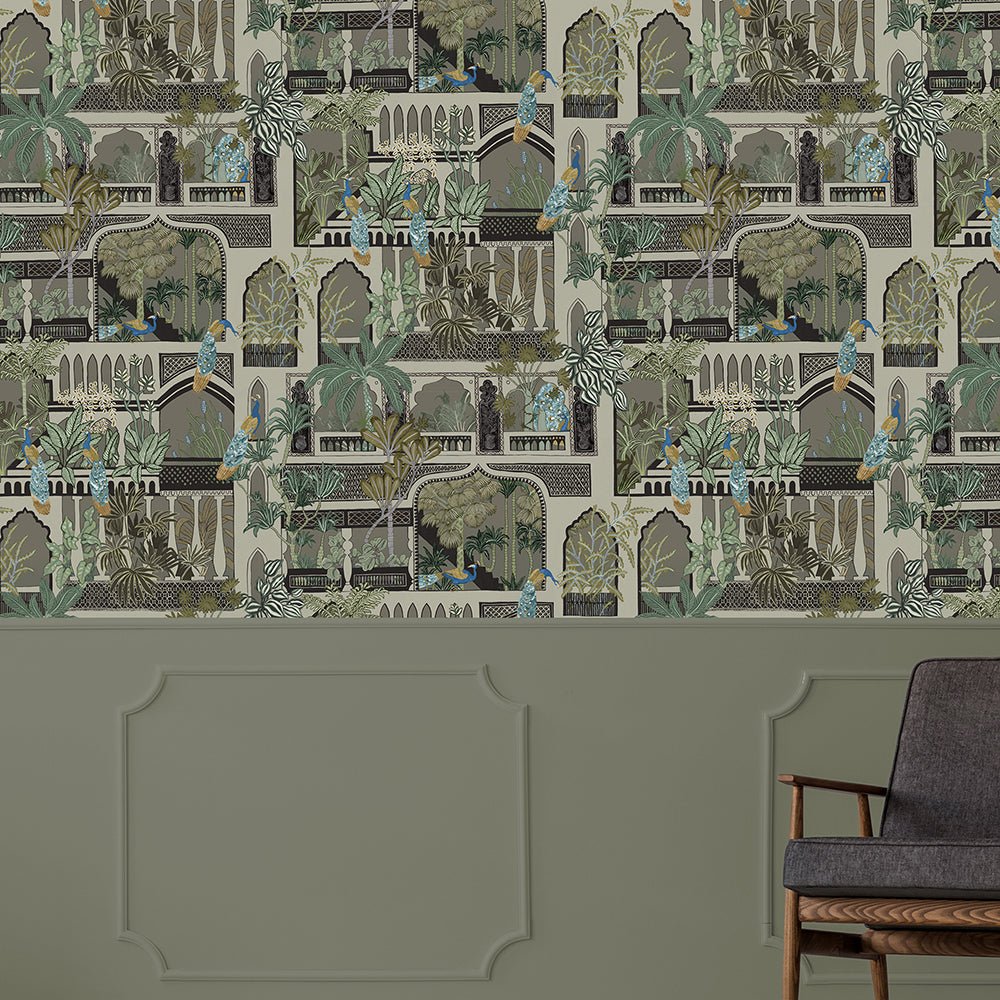Peacock Arches Wallpaper - Mushroom Grey - Josephine Munsey - JMW-101111 - Premier Wallcovering