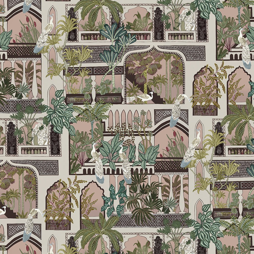 Peacock Arches Wallpaper - Blush Pink - Josephine Munsey - JMW-101101 - Premier Wallcovering