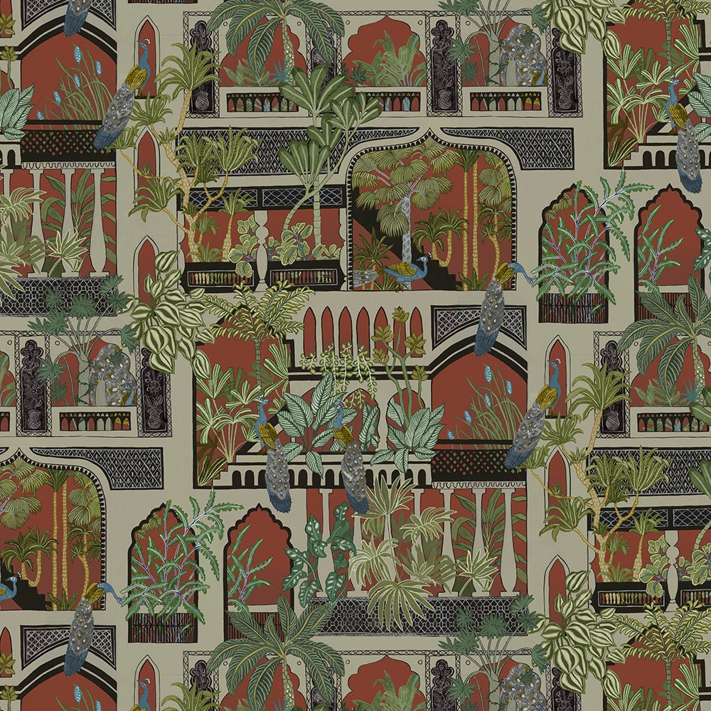 Peacock Arches Wallpaper - Terracotta - Josephine Munsey - JMW-101141 - Premier Wallcovering