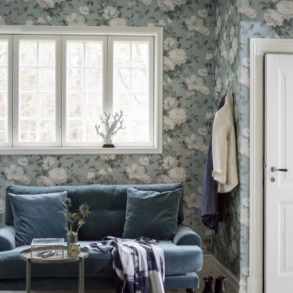 Peony Wallpaper - Blue - Boråstapeter - 7223 - Premier Wallcovering