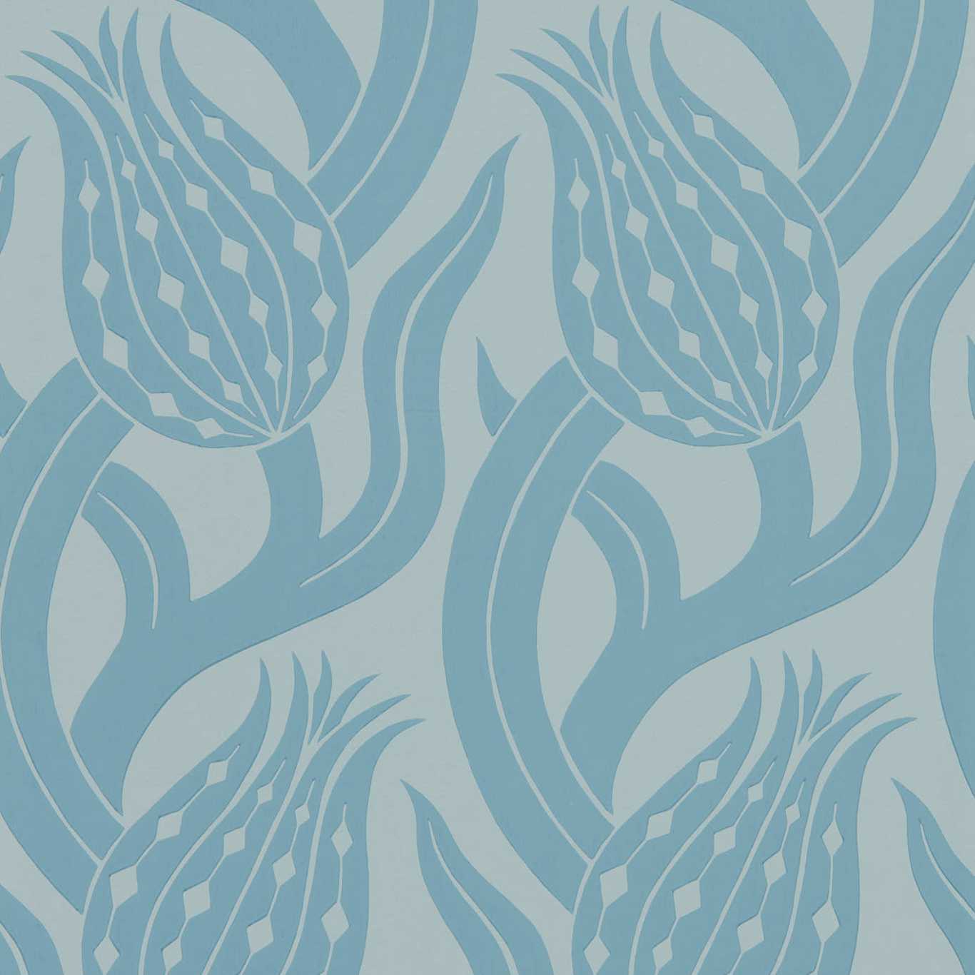 Persian Tulip Wallpaper - Blue Stone - ZHIW312997 - Zoffany