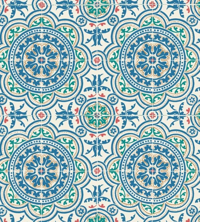 Piccadilly Seville Wallpaper - Denim & Rouge on Chalk - 117/8024 - Cole & Son - Premier Wallcovering