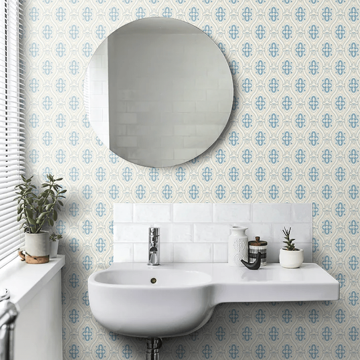 Pigkammaren Wallpaper - Powder Blue and Beige - Boråstapeter - 4527 - Premier Wallcovering