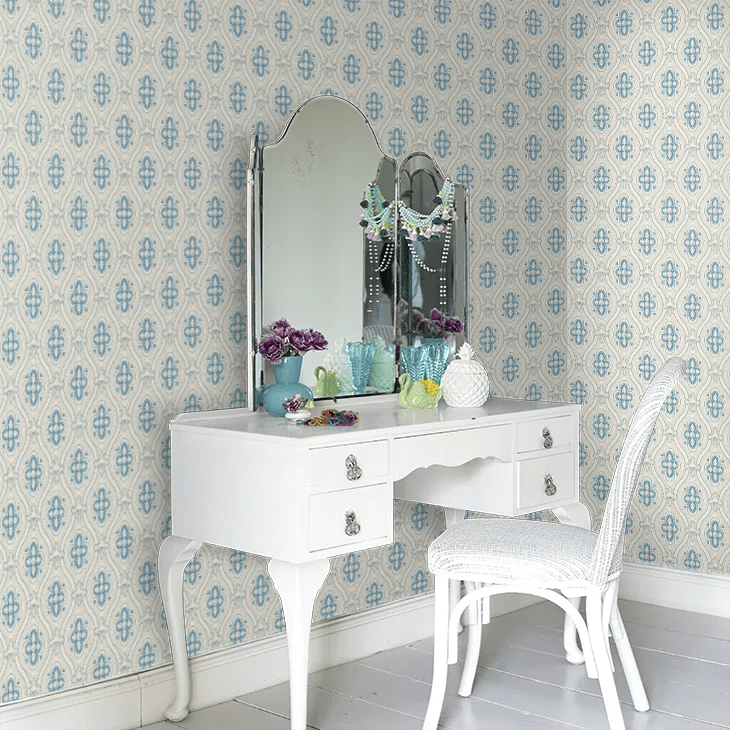 Pigkammaren Wallpaper - Powder Blue and Beige - Boråstapeter - 4527 - Premier Wallcovering