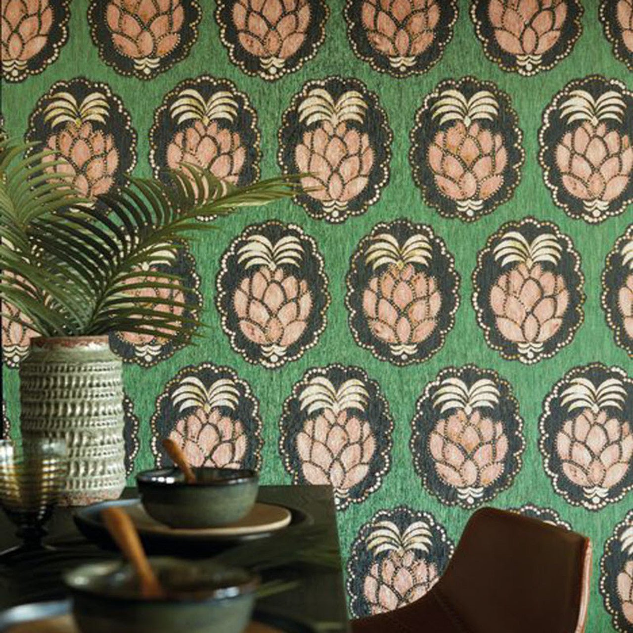 Pina Wallpaper - Vert - Casadeco - 84357434 - Premier Wallcovering