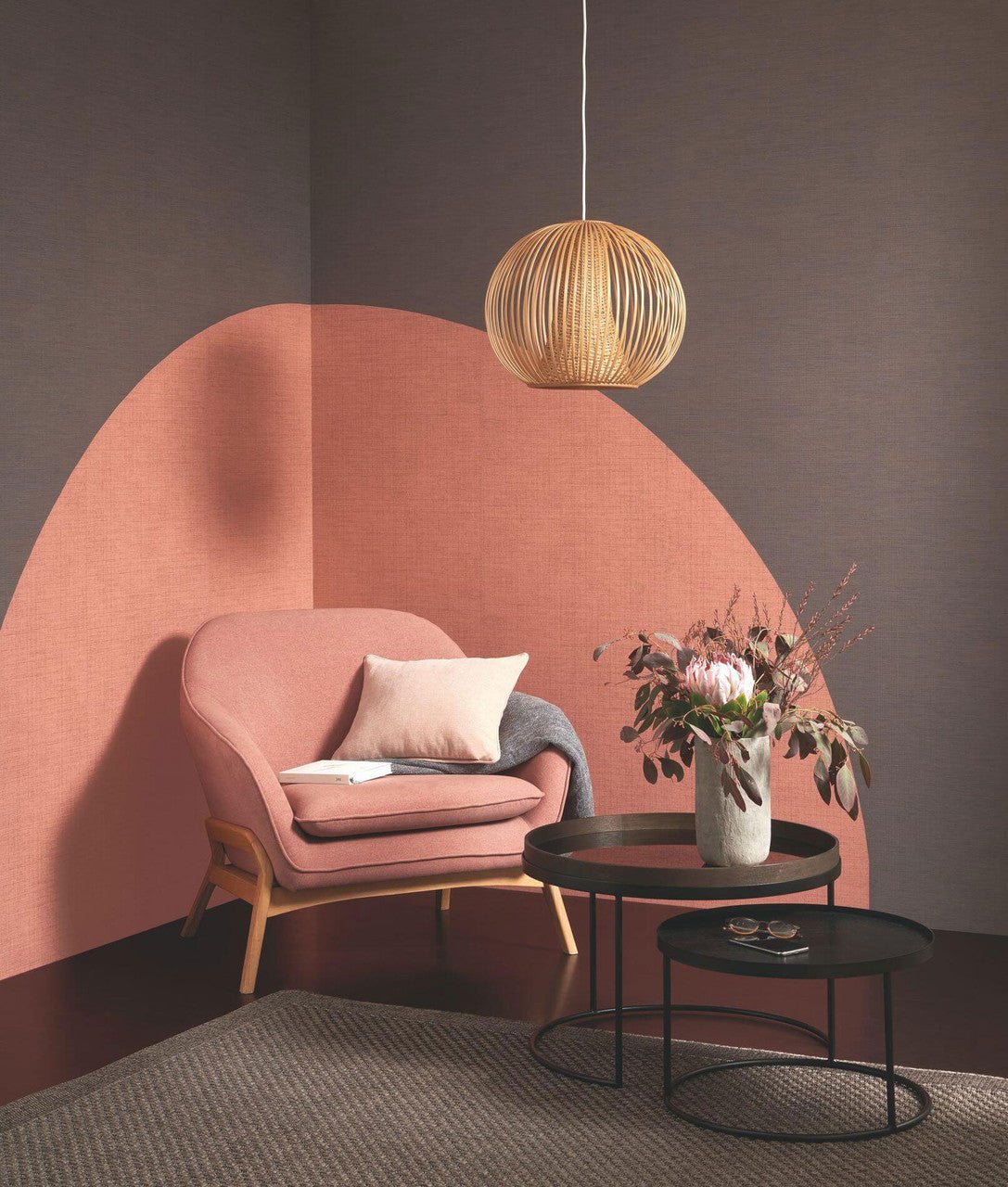 Plain Tissage Wallpaper - Terracotta - Casadeco - 85843443 - Premier Wallcovering