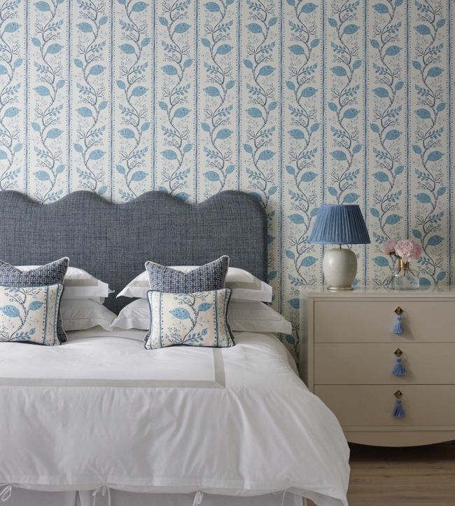 Pomegranate Trail Wallpaper - Indigo/ Blue - Nina Campbell - NCW4390 - 01 - Premier Wallcovering