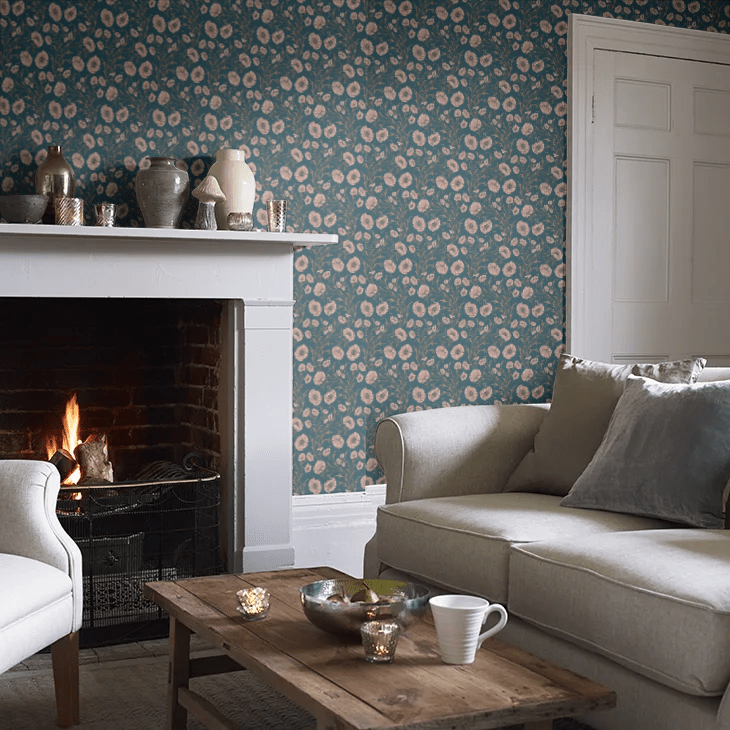 Poppy Flow Wallpaper - Navy - Boråstapeter - 2272 - Premier Wallcovering