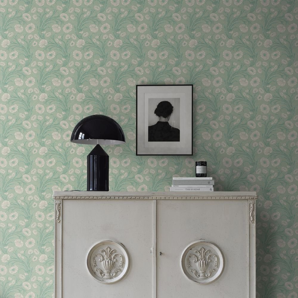 Poppy Flow Wallpaper - Mint - Boråstapeter - 2271 - Premier Wallcovering