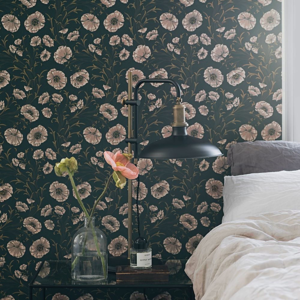 Poppy Flow Wallpaper - Ink - Boråstapeter - 2268 - Premier Wallcovering