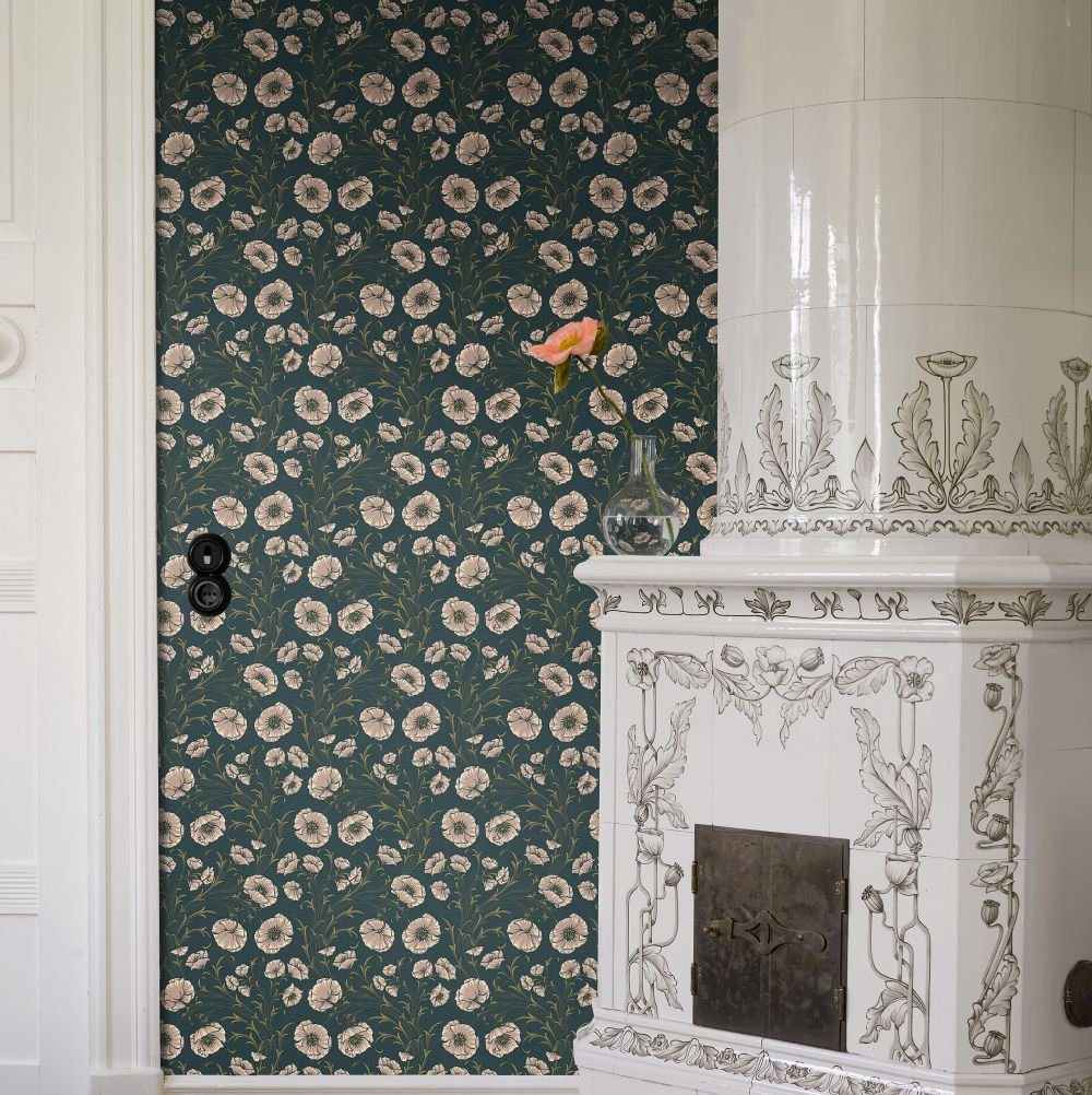 Poppy Flow Wallpaper - Ink - Boråstapeter - 2268 - Premier Wallcovering