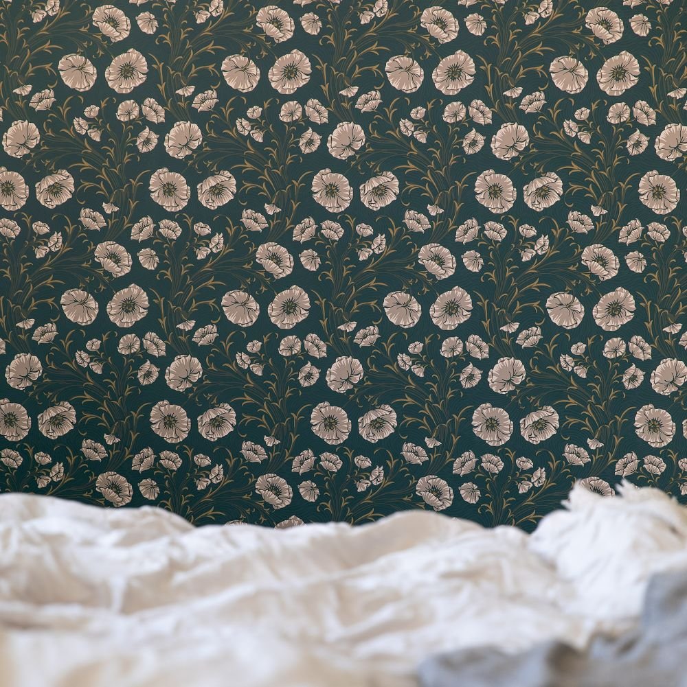 Poppy Flow Wallpaper - Ink - Boråstapeter - 2268 - Premier Wallcovering