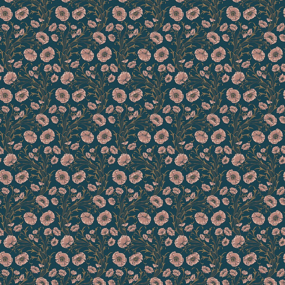 Poppy Flow Wallpaper - Navy - Boråstapeter - 2272 - Premier Wallcovering