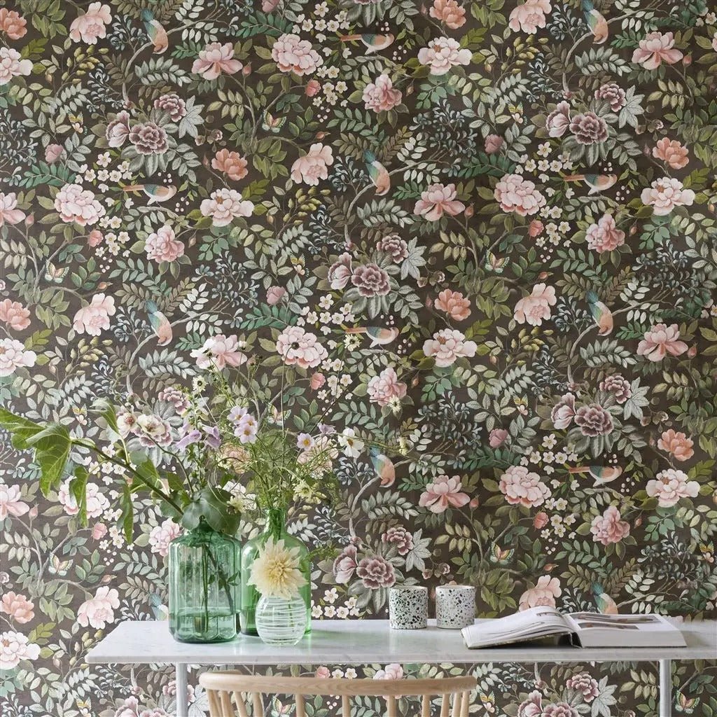 Porcelaine de Chine Wallpaper - Chocolate - PDG1146/08 - Designers Guild
